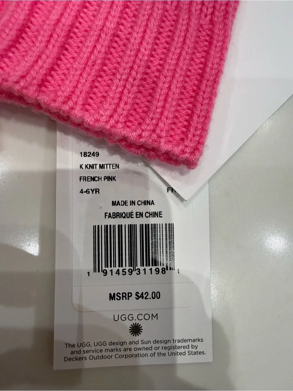 UGG Kids Bright Pink Knit Mittens